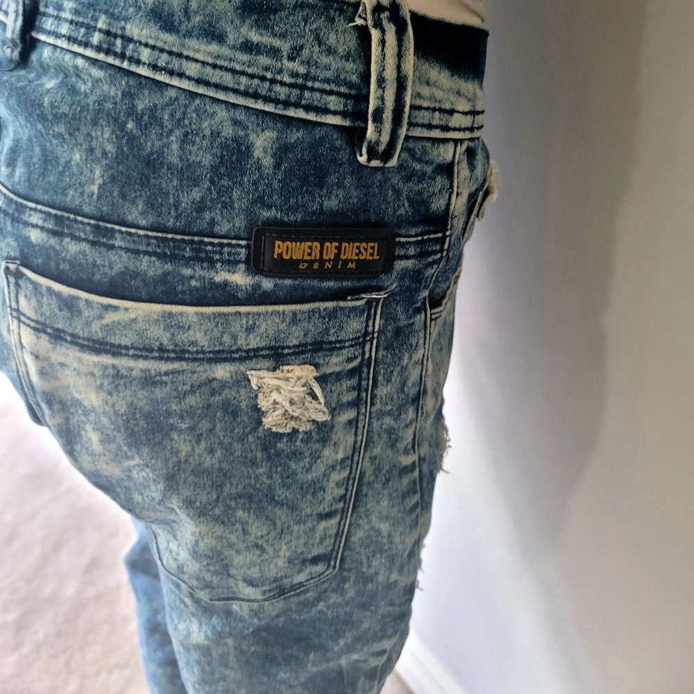 Power of Diesel Denim Destroyed Slim Skinny-Fit Jeans Size 28